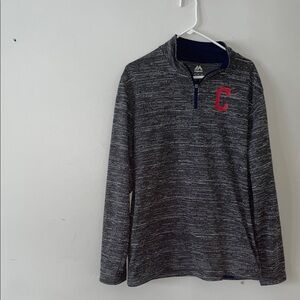 Cleveland Guardians Majestic Black and Gray Zip-Up Sweater